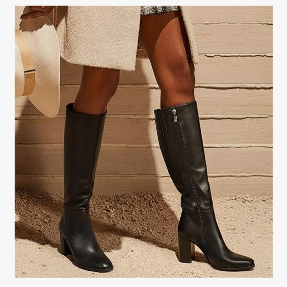 Amazon Black Heeled Knee-High Boots - Picture 4 of 6